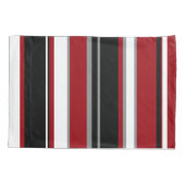 Zwarte, grijze rode en witte strepen kussensloop (Achterkant)