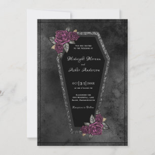 Zwarte Grijze Rozen Glitter Bruiloft Halloween Kis Kaart