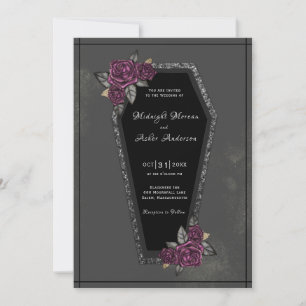 Zwarte Grijze Rozen Glitter Halloween Trouwkaart Kaart