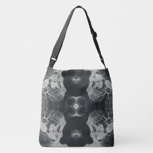 Zwarte Grijze schedel Crossbody Tas