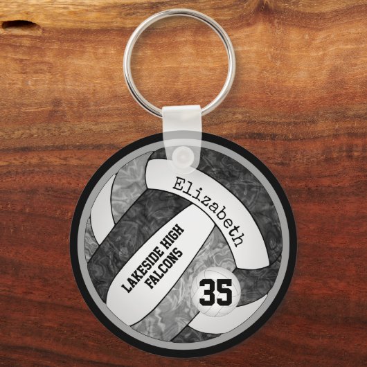 zwarte grijze school verkleurt volleybal meisjes sleutelhanger (Voorkant)
