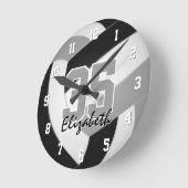 zwarte grijze teamkleuren spelers naam volleyball ronde klok (Hoek)