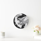 zwarte grijze teamkleuren spelers naam volleyball ronde klok (Huis)