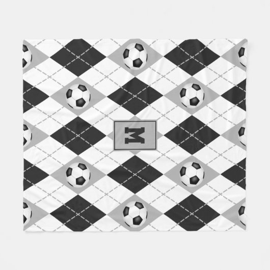 zwarte grijze voetbalploegen kleuren argyle fleece deken (Voorkant (Horizontaal))