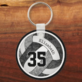 zwarte grijze volleybalteamkleuren voor volleybalm sleutelhanger (Voorkant)