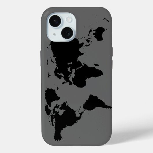 Zwarte grijze Wereldkaart Case-Mate iPhone Case (Achterkant)