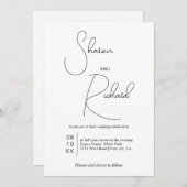 Zwarte grillige kalligrafie Qr code witte bruiloft Kaart (Voorkant / Achterkant)