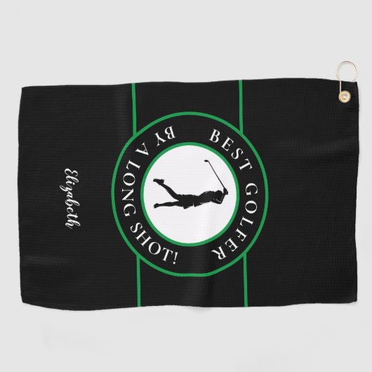 Zwarte Groene Beste Golfer met een lange brok Pro Golfhanddoek (Horizontaal)