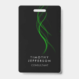 Zwarte Groene Curven Elegant Modern Badge