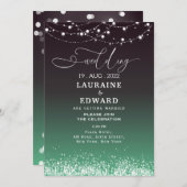 Zwarte groene, donkerbruine bruiloft-uitnodigingsk kaart (Voorkant / Achterkant)