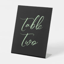 Zwarte groene elegante trouwtafel nummers