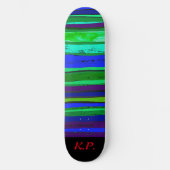 Zwarte, groene en blauwe stripskateboard skateboard (Voorkant)