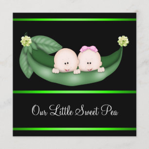 Zwarte groene erwten in een pod gender reveal part kaart