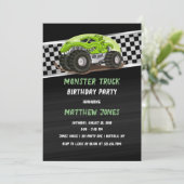 Zwarte Groene Gator Monster Truck Verjaardagsfeest Kaart (Staand voorkant)