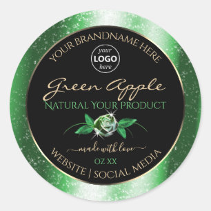 Zwarte Groene Glitter Floral Product Labels toevoe