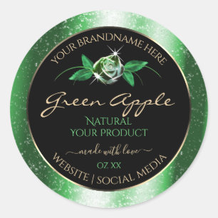 Zwarte groene glitter sterren Floral Product Label
