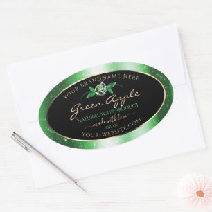 Zwarte groene glitter sterren Floral Product Label