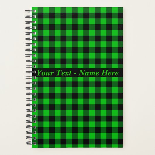 Zwarte Groene Planner Gepersonaliseerde Aangepaste (Voorkant)