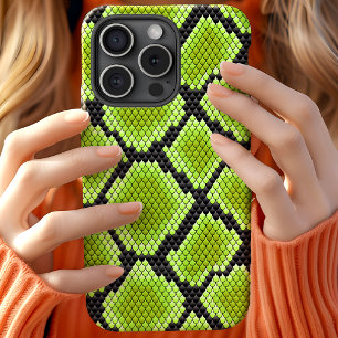 Zwarte Groene Slangenhuid Slang Serpent iPhone X Hoesje