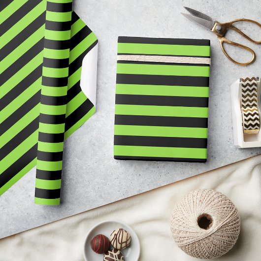 Zwarte groene stripes op halve dag - Aangepaste te Cadeaupapier