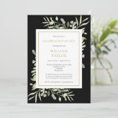 Zwarte groene viering van het leven foto rouwfoto  kaart (Staand voorkant)