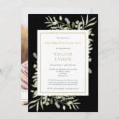 Zwarte groene viering van het leven foto rouwfoto  kaart (Voorkant / Achterkant)