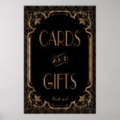 Zwarte Grote Gatsby Art Deco-Kaarten en cadeautjes Poster (Voorkant)