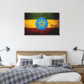 Zwarte Grunge Ethiopische vlag Canvas Afdruk (Insitu (Slaapkamer))
