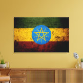 Zwarte Grunge Ethiopische vlag Canvas Afdruk (Insitu (Woonkamer))