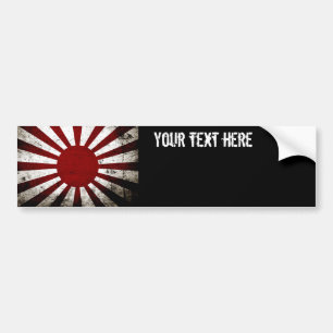 Zwarte Grunge Japan Rijzende Zon Vlag Bumpersticker