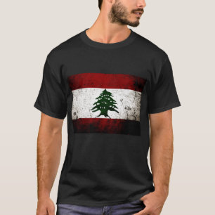 Zwarte Grunge Libanon Vlag T-shirt