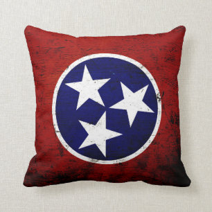 Zwarte Grunge Tennessee Staatsvlag Kussen
