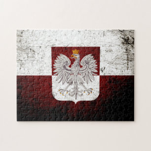 Zwarte Grunge Vlag van Polen Legpuzzel