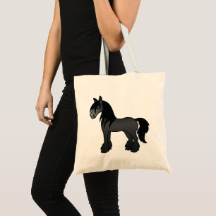 Zwarte Gypsy Vanner / Shire / Clydesdale paard Tote Bag
