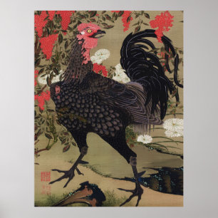 Zwarte Haan en Nandin van Ito Jakuchu Poster