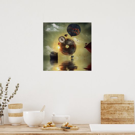 Zwarte haarballonnen vortex poster (Keuken)