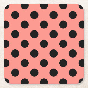 Zwarte haarstaartstippen op perziken vierkante kartonnen onderzetter