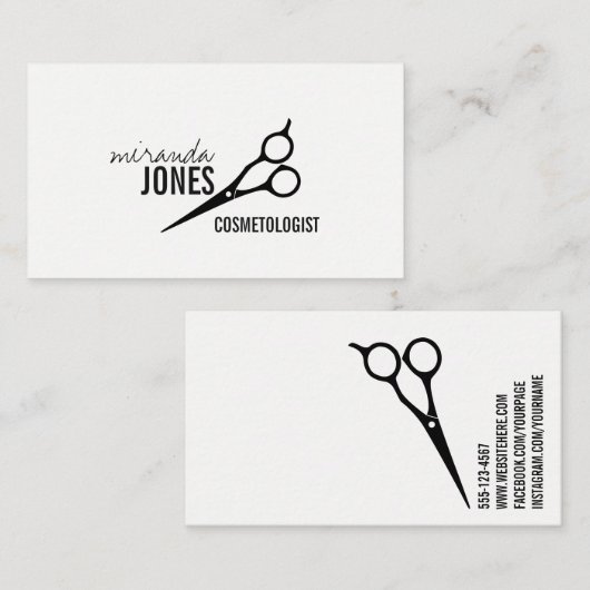 zwarte haarstaartstylist modern, eenvoudig minimaa visitekaartje (Voorkant / Achterkant)