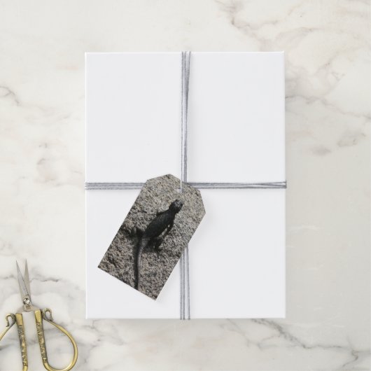 Zwarte Hagedis Cadeaulabel (Met Touw)