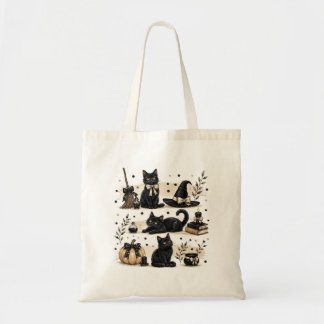 Zwarte Halloween Katten Boodschappentas Tote Bag