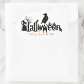 Zwarte Halloween tekst illustratie Ovale Sticker (Tas)