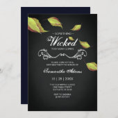 Zwarte Halloween Verjaardag Uitnodiging Fall Leave (Voorkant / Achterkant)