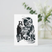 Zwarte hand en schedel briefkaart (Staand voorkant)