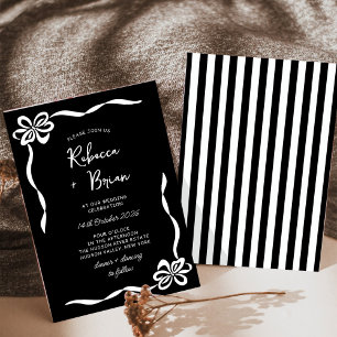 Zwarte Hand Getrokken Boog Lint Sketch Wedding Kaart