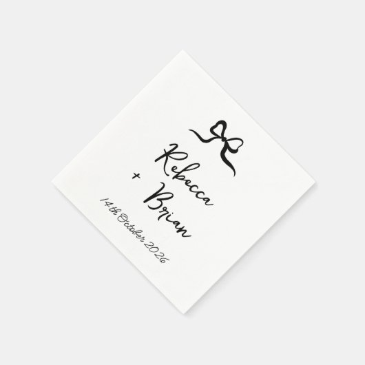 Zwarte Hand Getrokken Boog Lint Sketch Wedding Servet (Hoek)