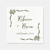 Zwarte Hand Getrokken Boog Lint Sketch Wedding Servet (Voorkant)