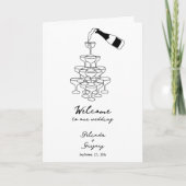 Zwarte Hand Getrokken Wedding Orde van Service Programma (Voorkant)