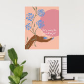 Zwarte hand kunst met Rozen en affirmaties Poster (Thuiskantoor)
