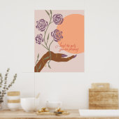 Zwarte hand kunst met Rozen en affirmaties Poster (Keuken)