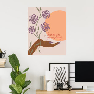 Zwarte hand kunst met Rozen en affirmaties Poster
